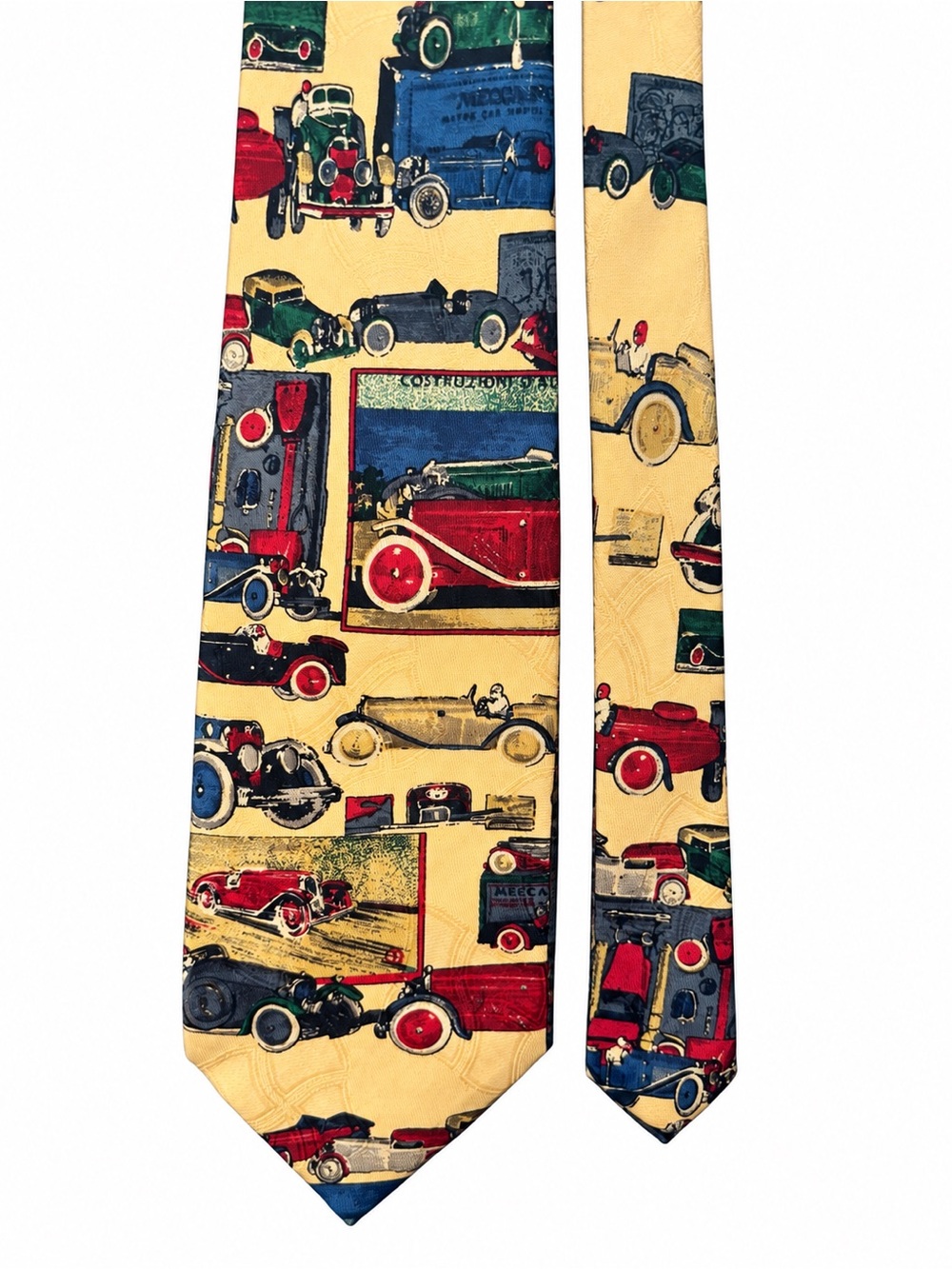 Ralph Lauren Yellow Tie with Vintage Car Print